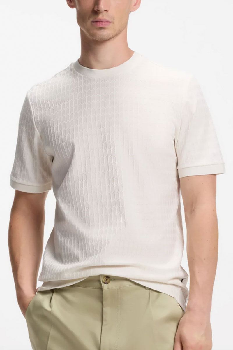 Hugo Boss Geometric-jacquard T-shirt in cotton